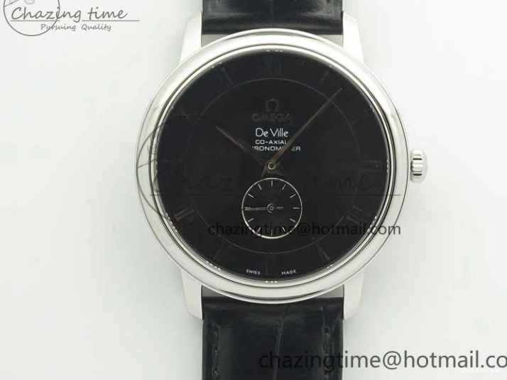 0413 De Ville Prestige Small Second TWF 1:1 Best Edition Black Dial on Black Leather Strap MIYOTA Resilient 8037